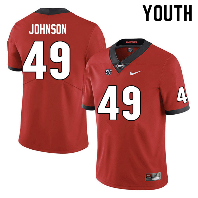 Georgia Bulldogs Youth Samuel Johnson #49 Red Anniversary Stitched College UGA Football Jersey 23BM015DE